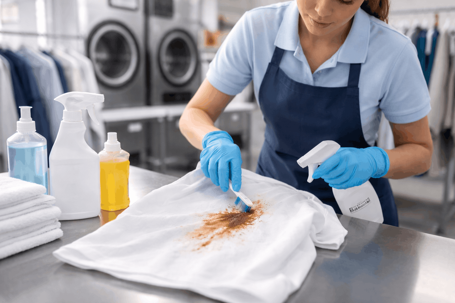 Removing grease stains from clothes using dishwashing liquid